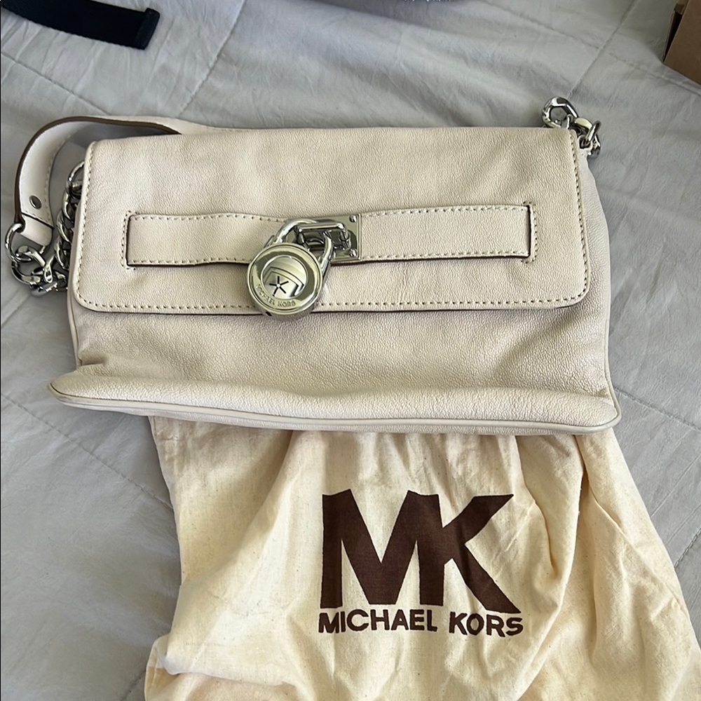 Michael Kors Beige Leather Wristlet